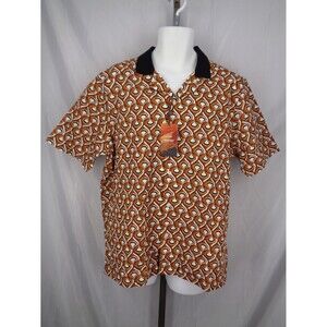 Murano Slim Fit Retro Geometric Print Button Shirt Size XL New